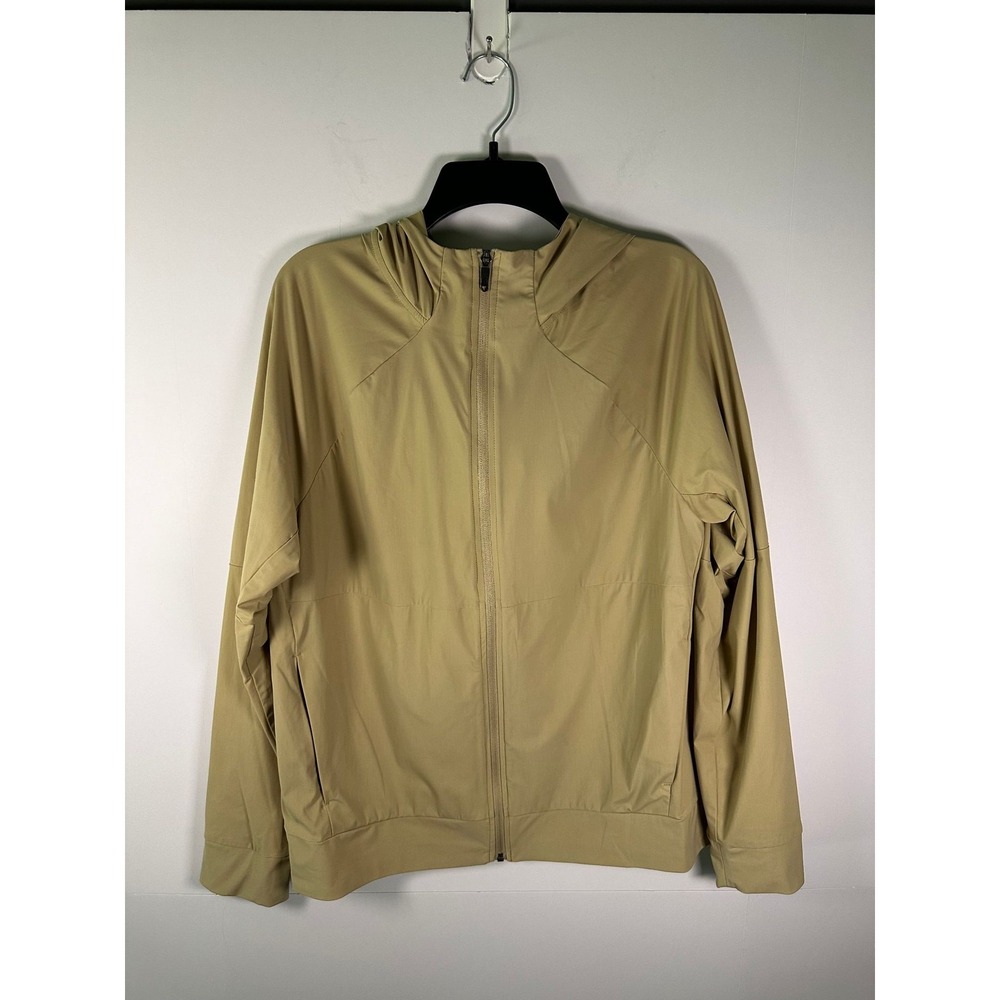 FLX Hooded Jacket Mens M Tan Lightweight Active Outdoor Full Zip Stretch Hood